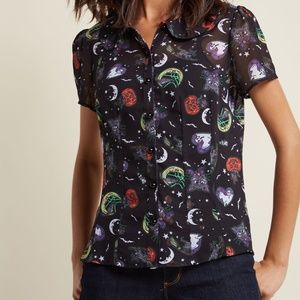Hell Bunny Haunt for Nothing Button-Up Top